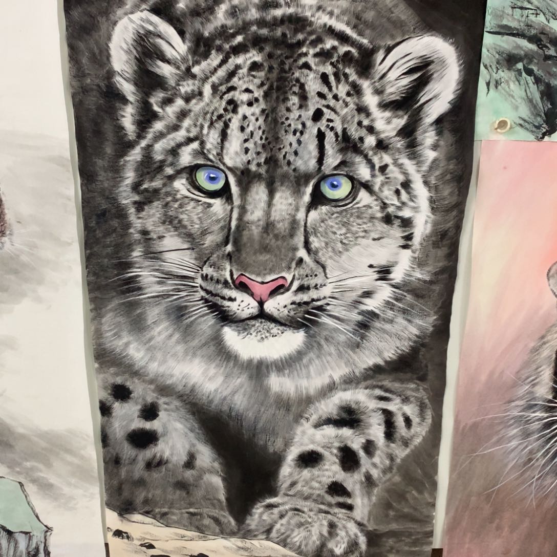 国画4**@福利作品四尺手绘豹子