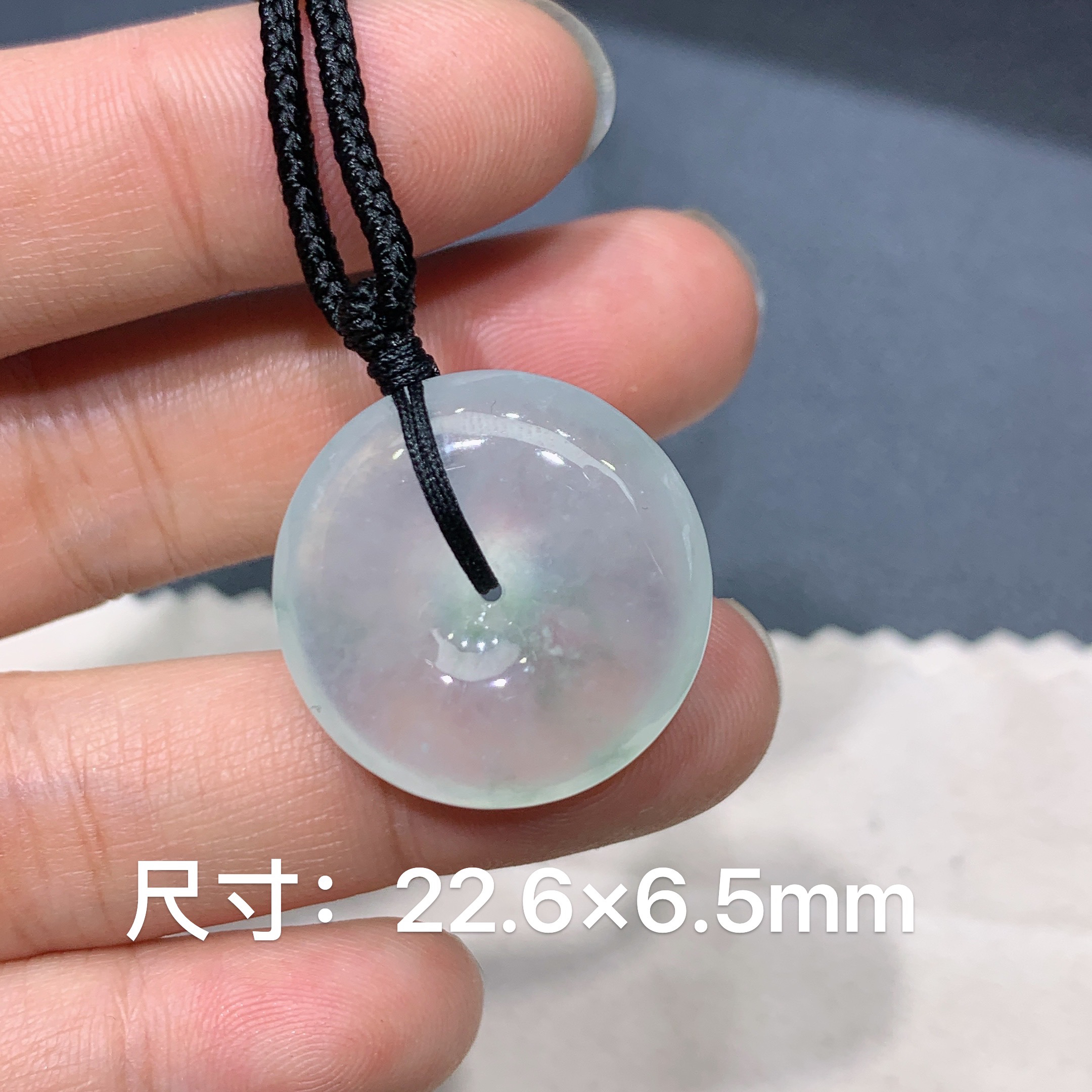 缅甸天然A货翡翠 高冰种灵动飘花平安扣吊坠 玉质细腻 k001