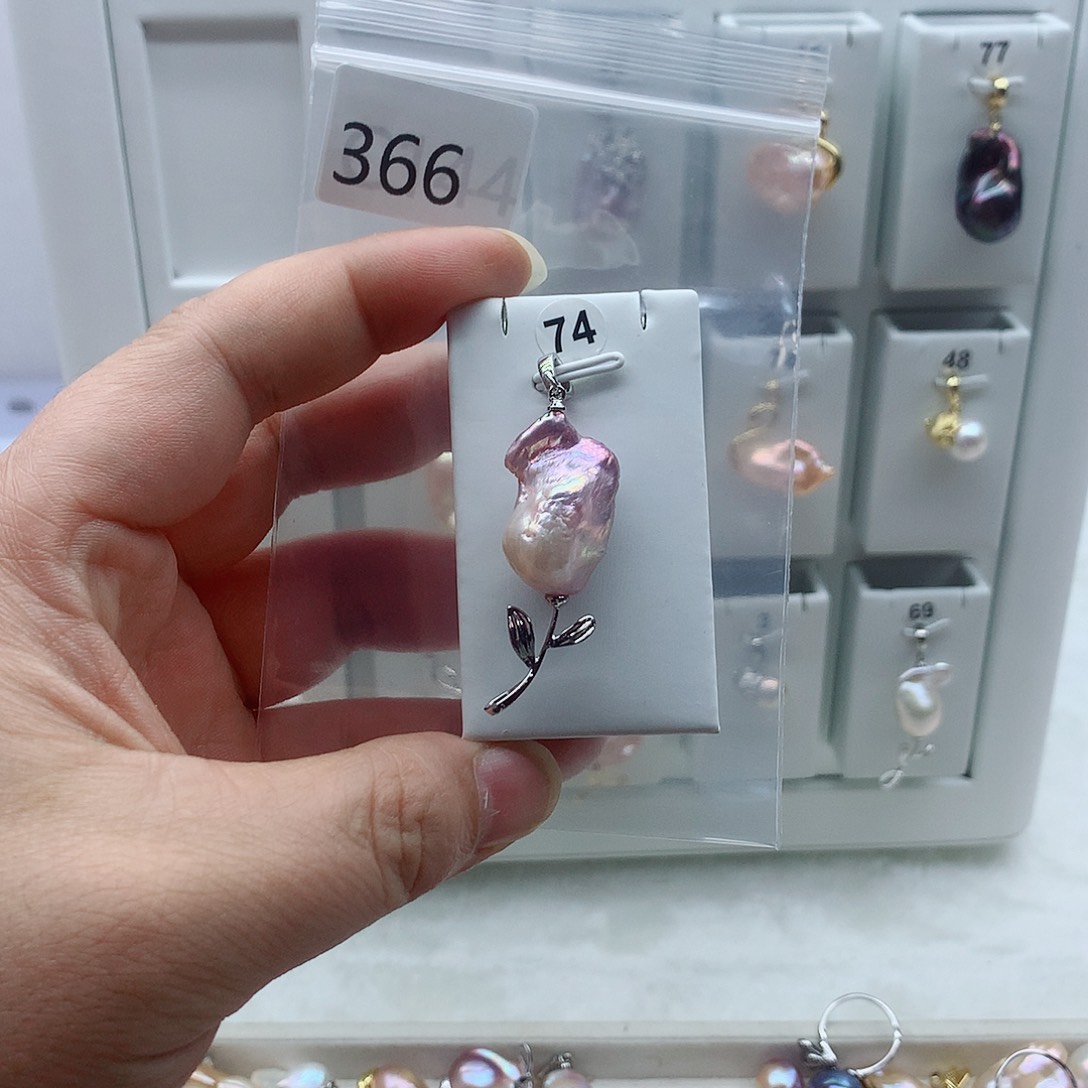 合金吊坠(不含链)淡水珍珠