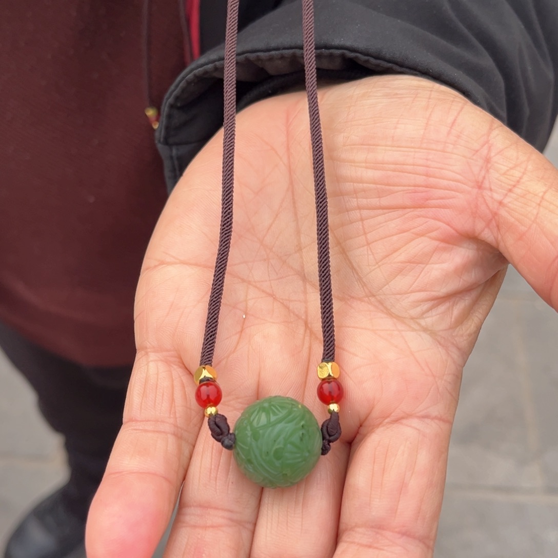 和田玉颈饰未镶嵌和田玉碧玉20mm转运珠