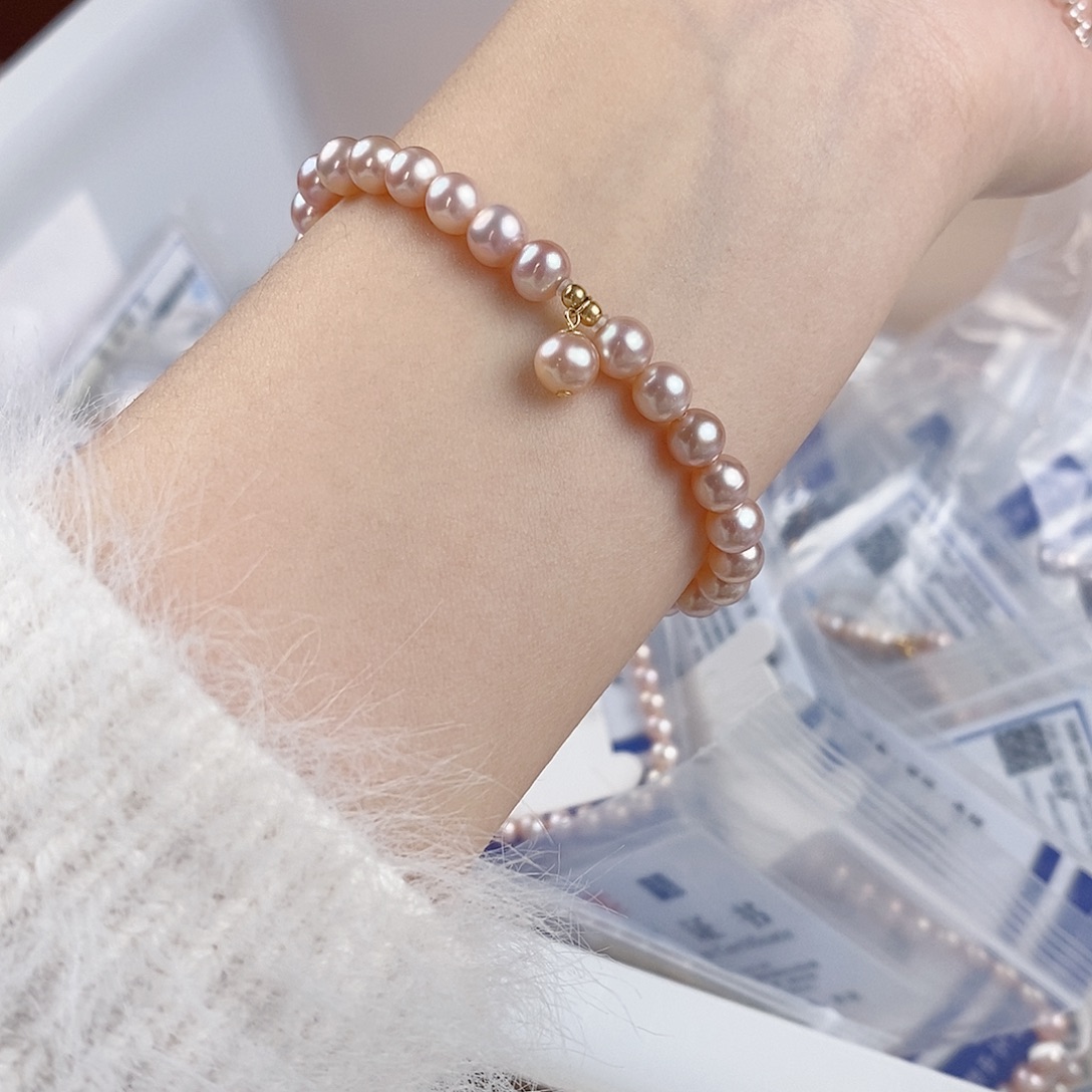 18K金镶嵌手链淡水珍珠