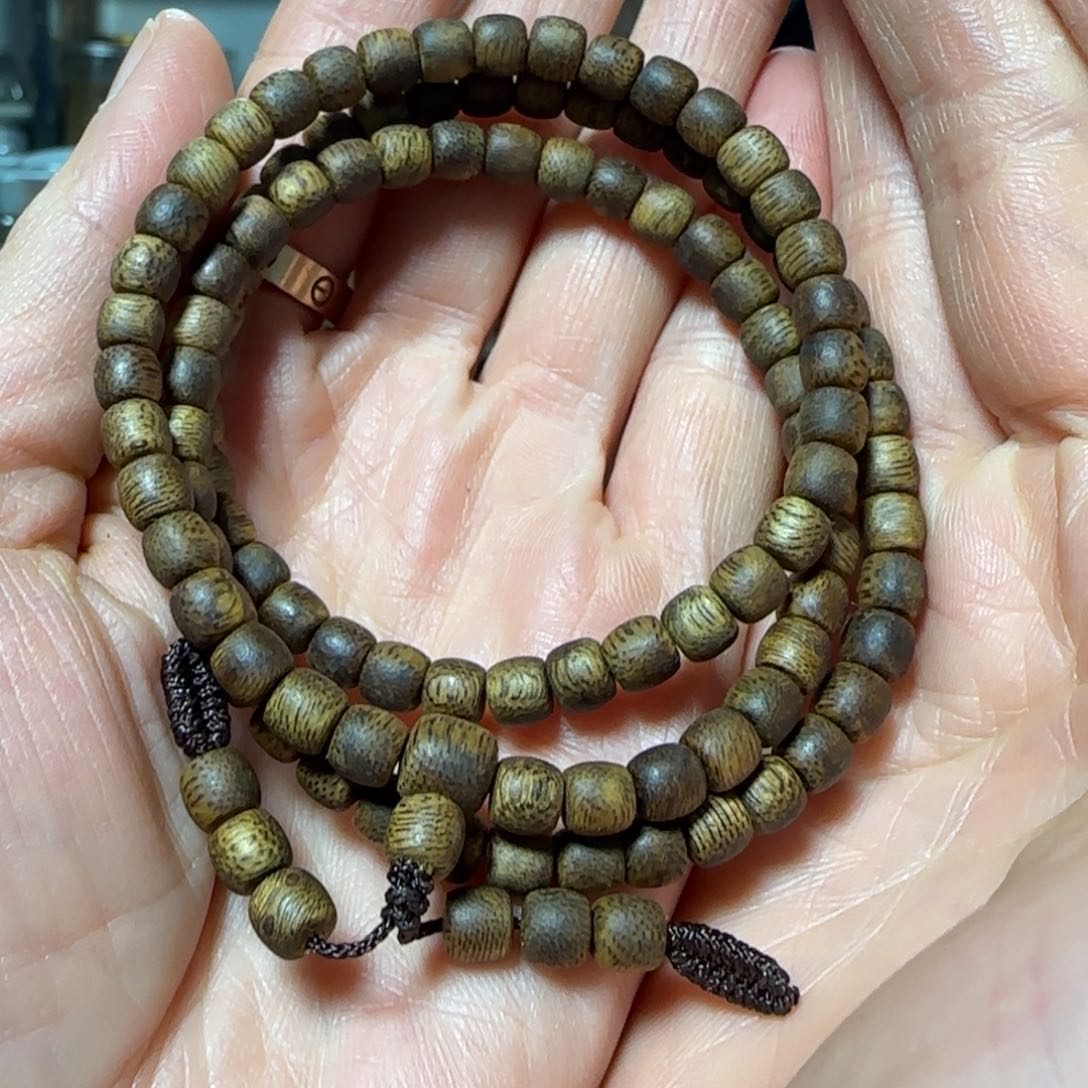 沉香木手串心***奇楠沉香乌身鼓珠多圈手串7克+