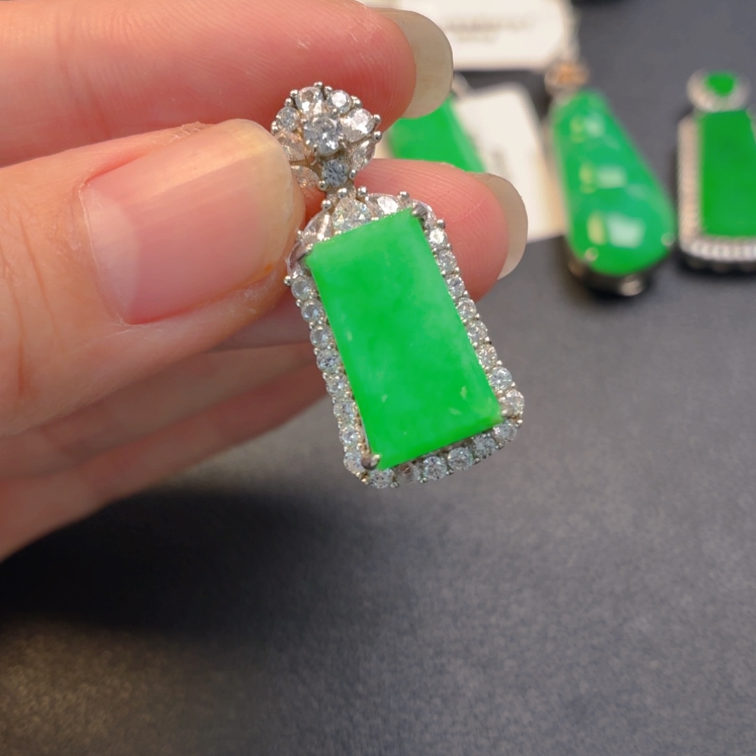 翡翠银S925镶嵌吊坠(不含链)