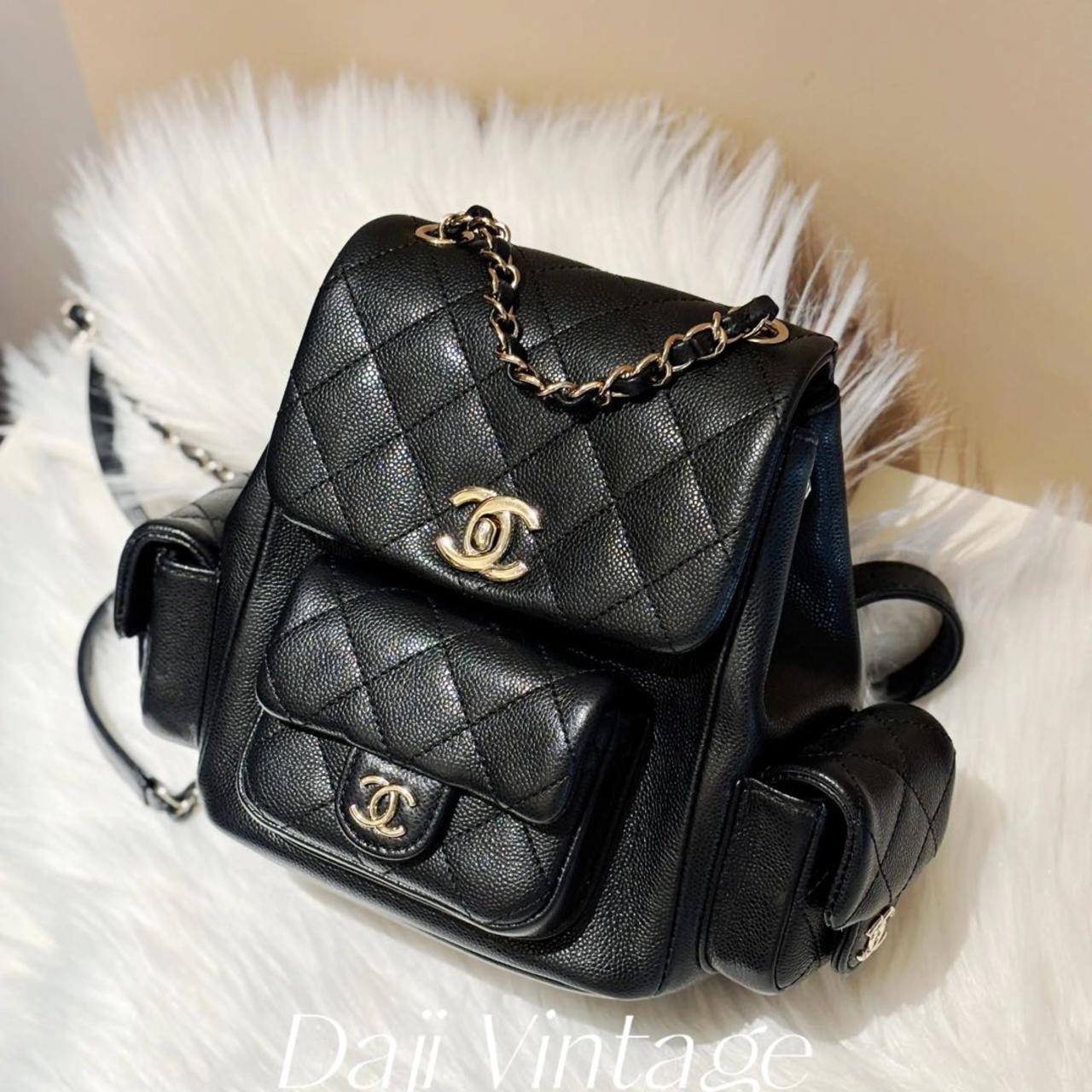 大吉中古/Chanel香奈儿黑金小号duma双肩包