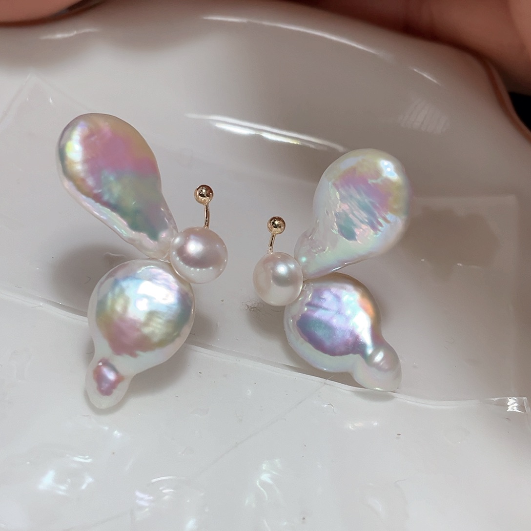 淡水珍珠耳饰银S925镶嵌