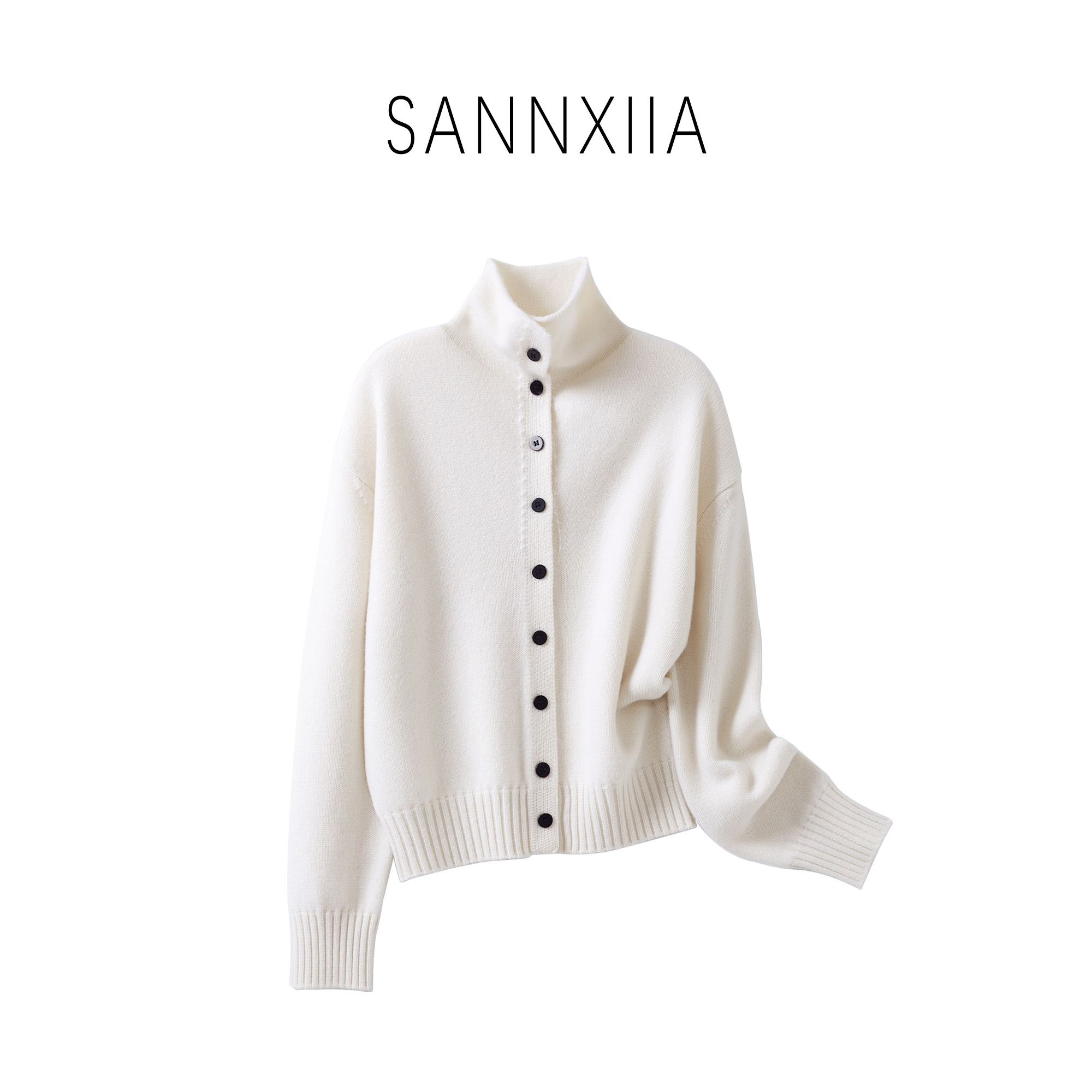 重磅山羊绒绵羊毛混纺秋冬时尚高领百搭宽松显瘦长袖针织衫8725