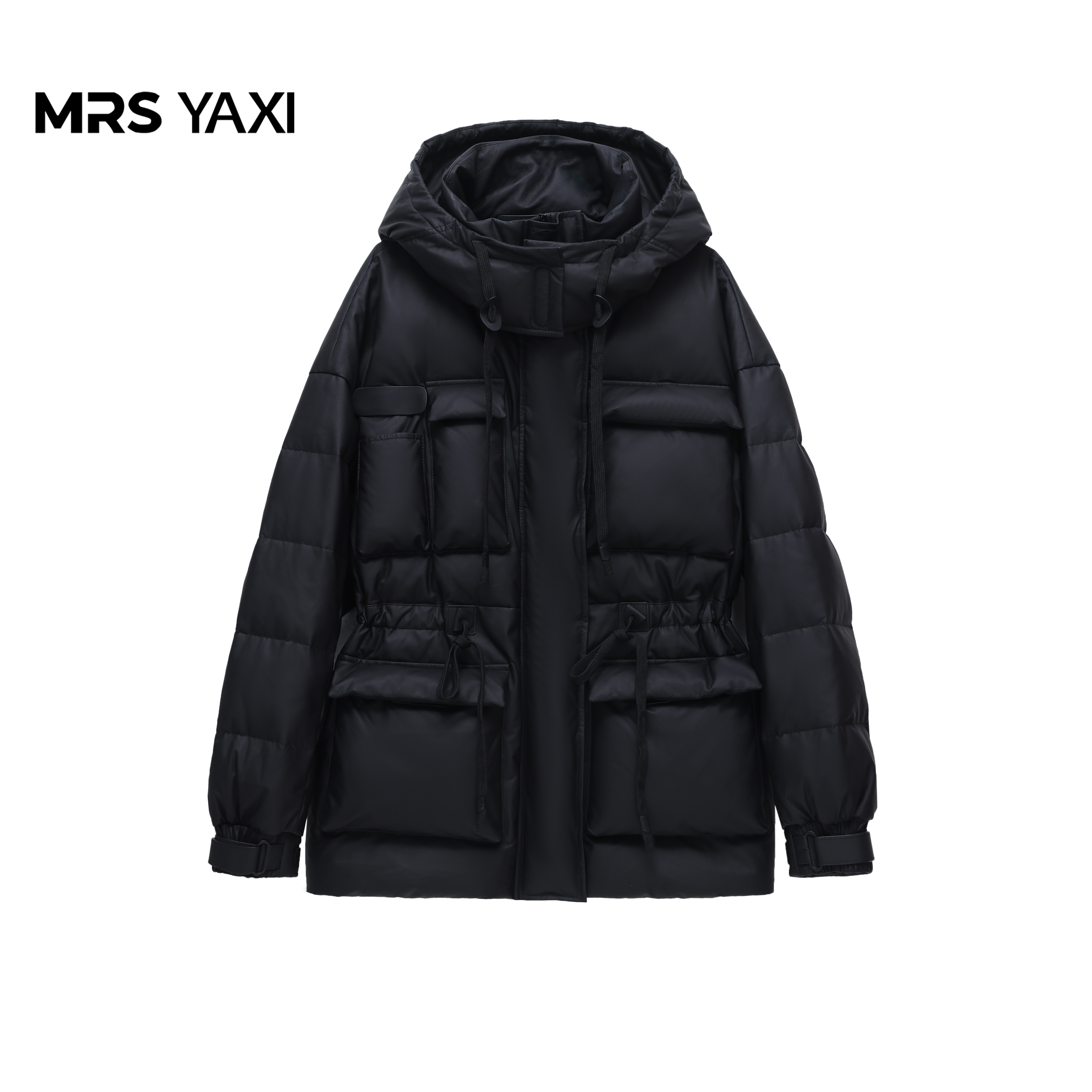 Mrsyaxi羊皮连帽收腰显瘦宽松90白鹅绒服YX5112103