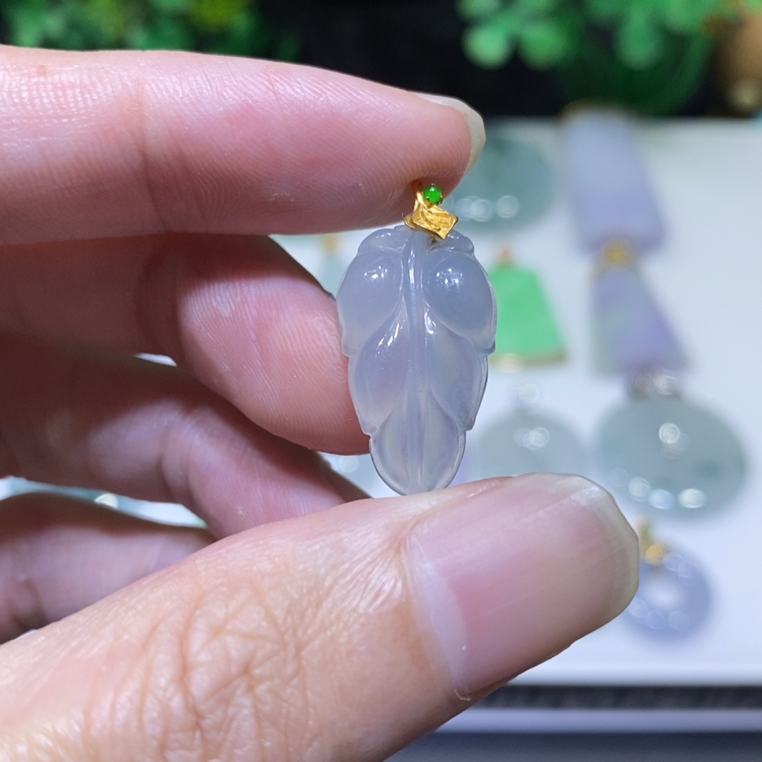 翡翠18K金镶嵌吊坠(不含链)