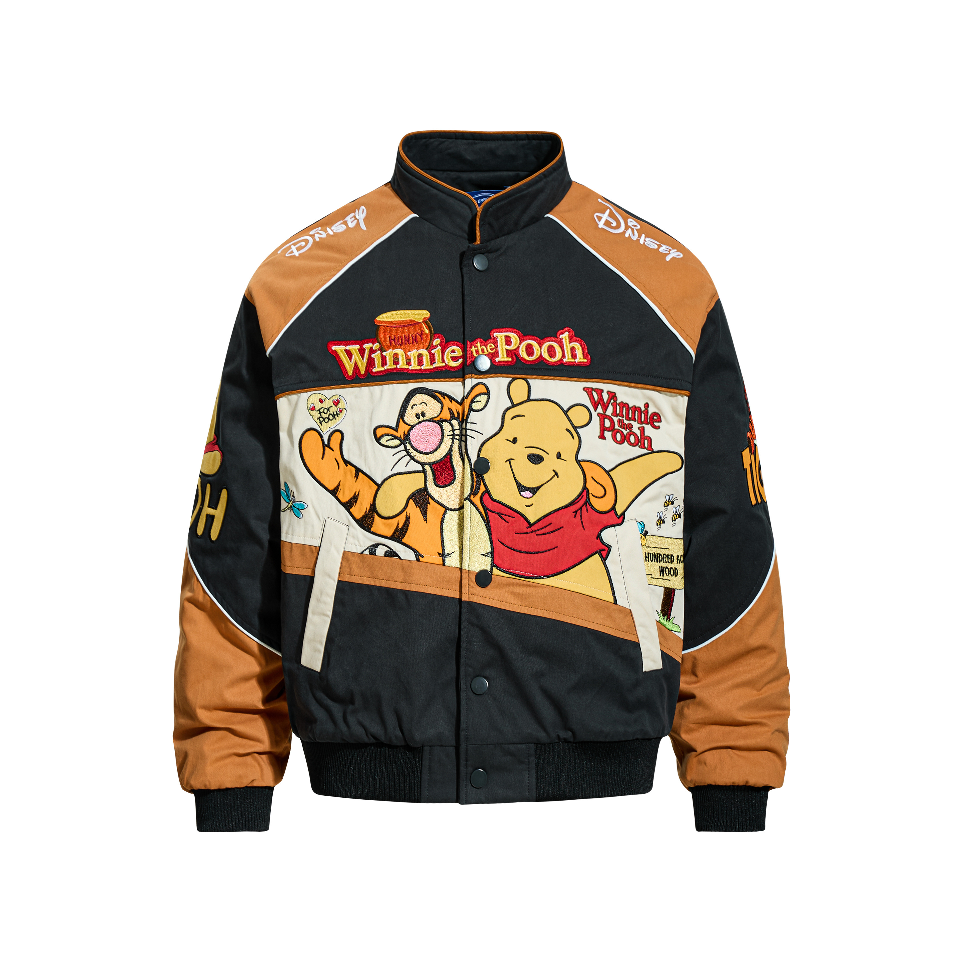 美式复古风小熊维尼刺绣棒球服外套秋冬童趣宽松棉服洋气高贵上衣