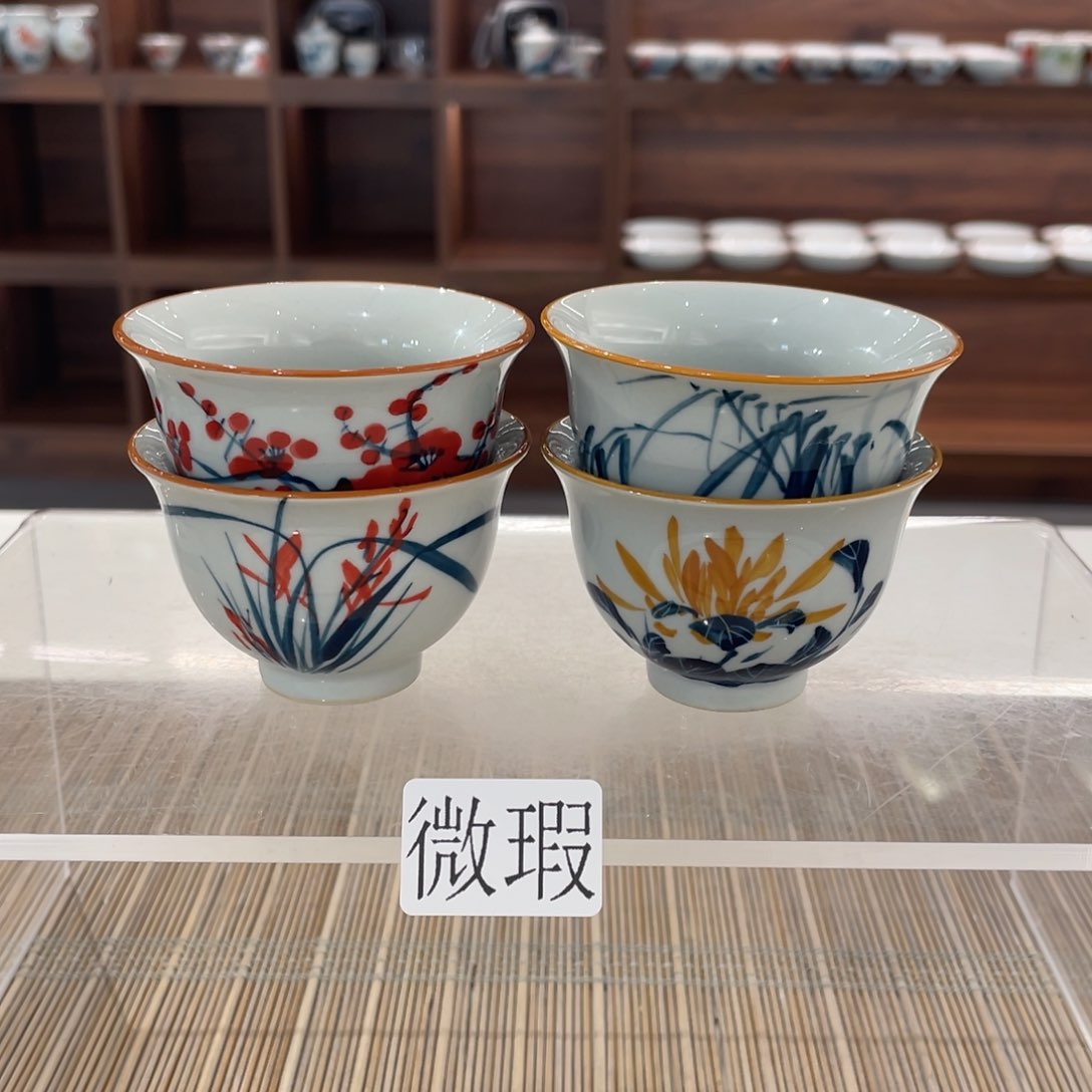 釉下手绘茶具微瑕