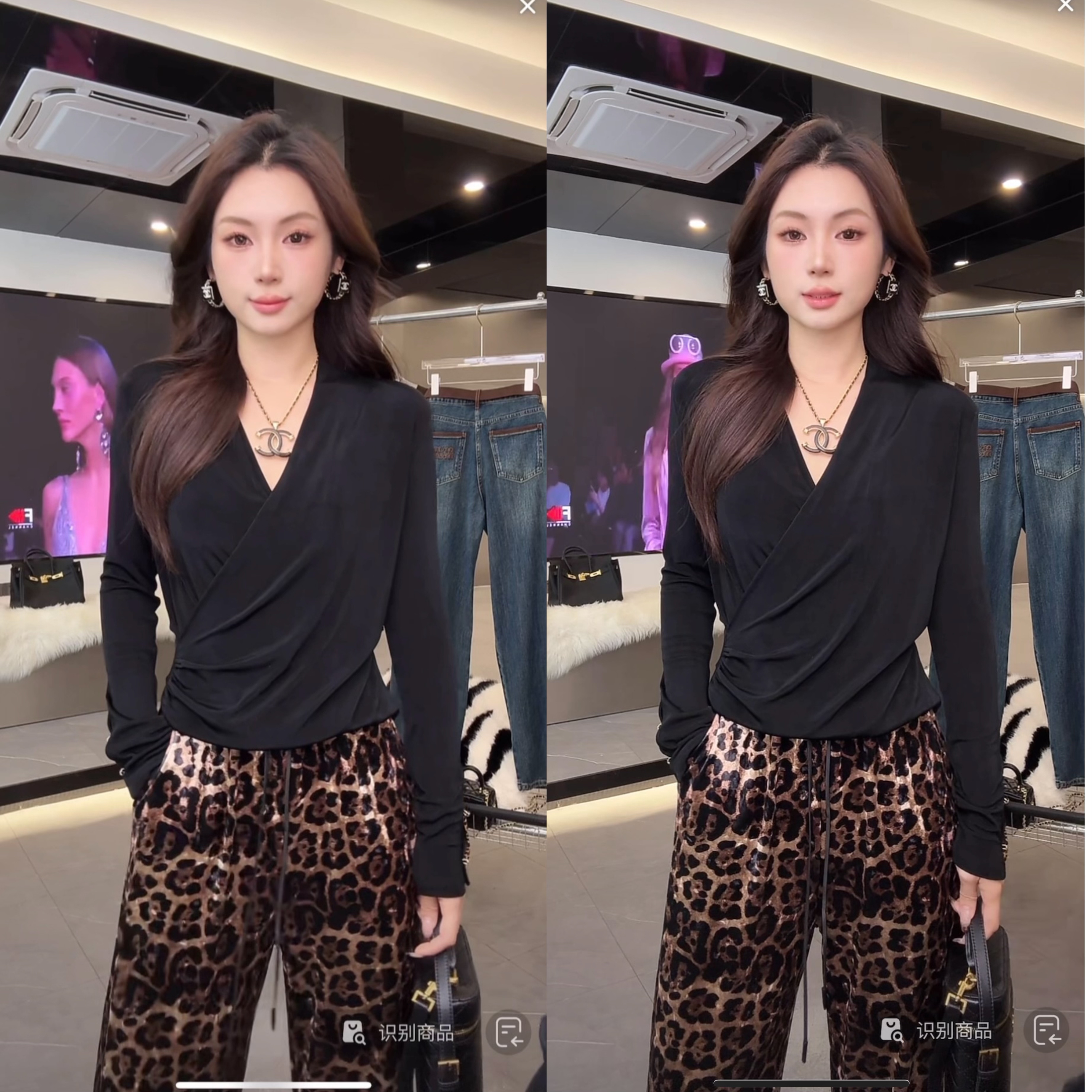 韵诗服饰-2025新款秋冬豹纹波点厚款休闲裤 400077 400078
