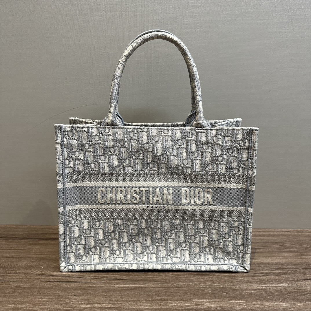 95新 DIOR/迪奥 灰色BookTote中号手提单肩托特41532