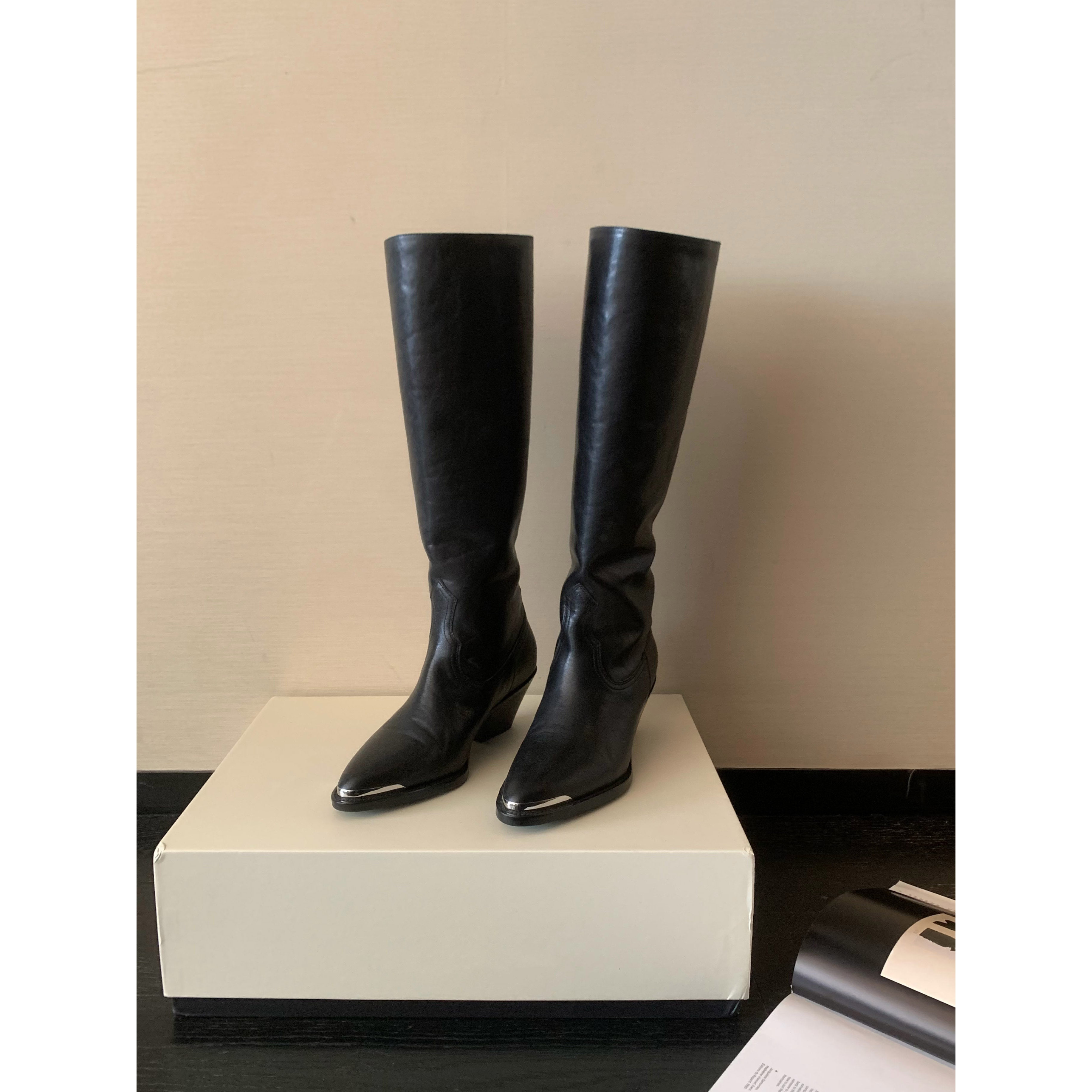 Fbb limit【暗夜骑士】头层牛皮骑士靴真皮高筒靴尖头鞋子D254039S