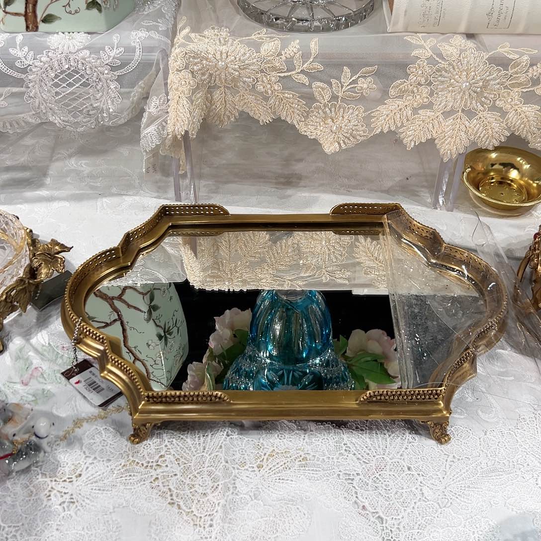 陶瓷F3293铜镜面经典托盘收纳盘