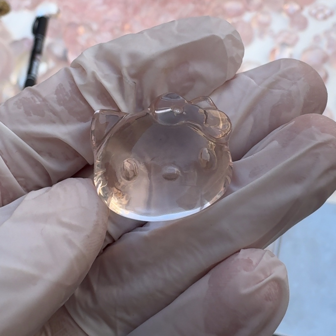 未镶嵌珠宝半成品水晶粉水猫猫