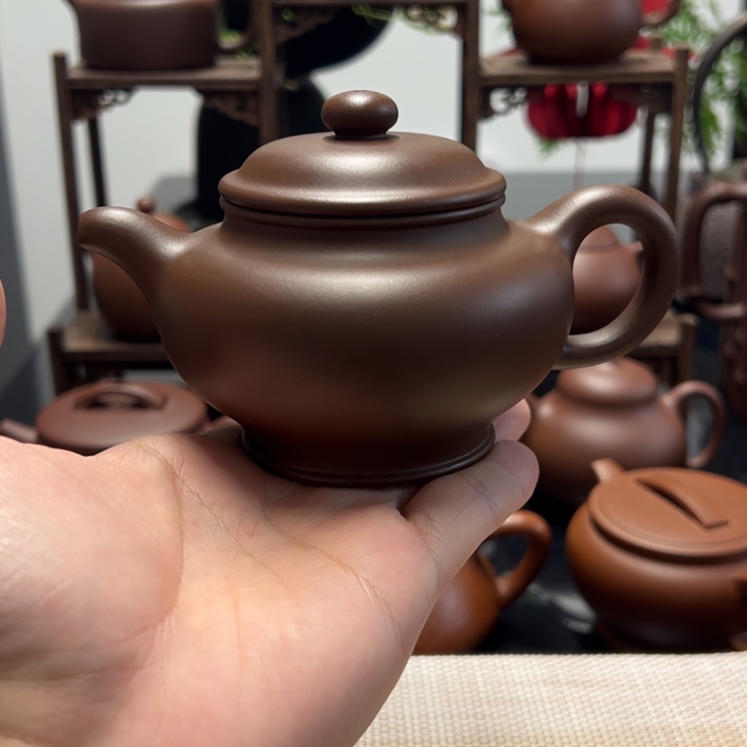 紫砂茶壶精工半手老紫泥掇只200cc