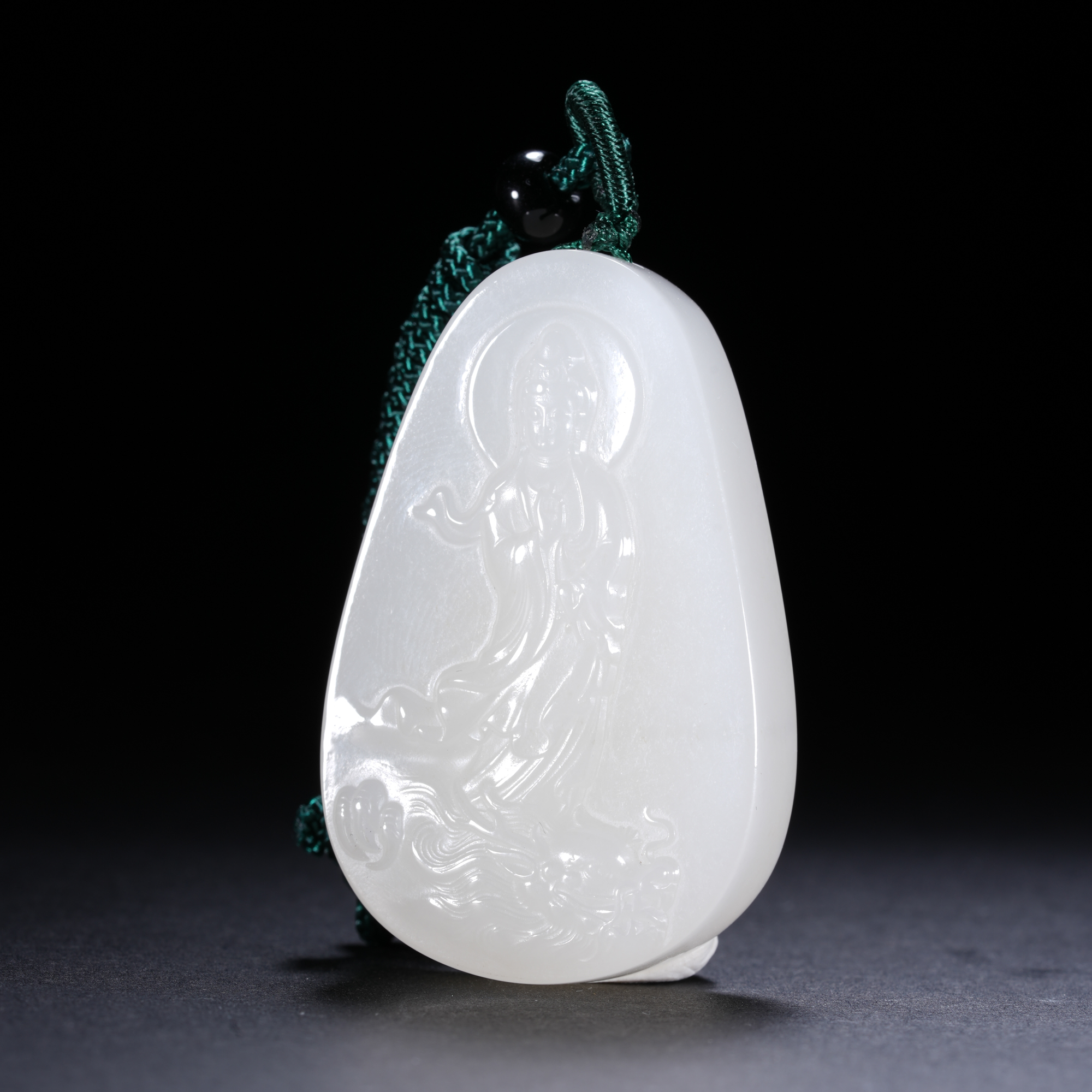 HTY2-21臻藏·和田白玉观音挂件【玉石拍卖】