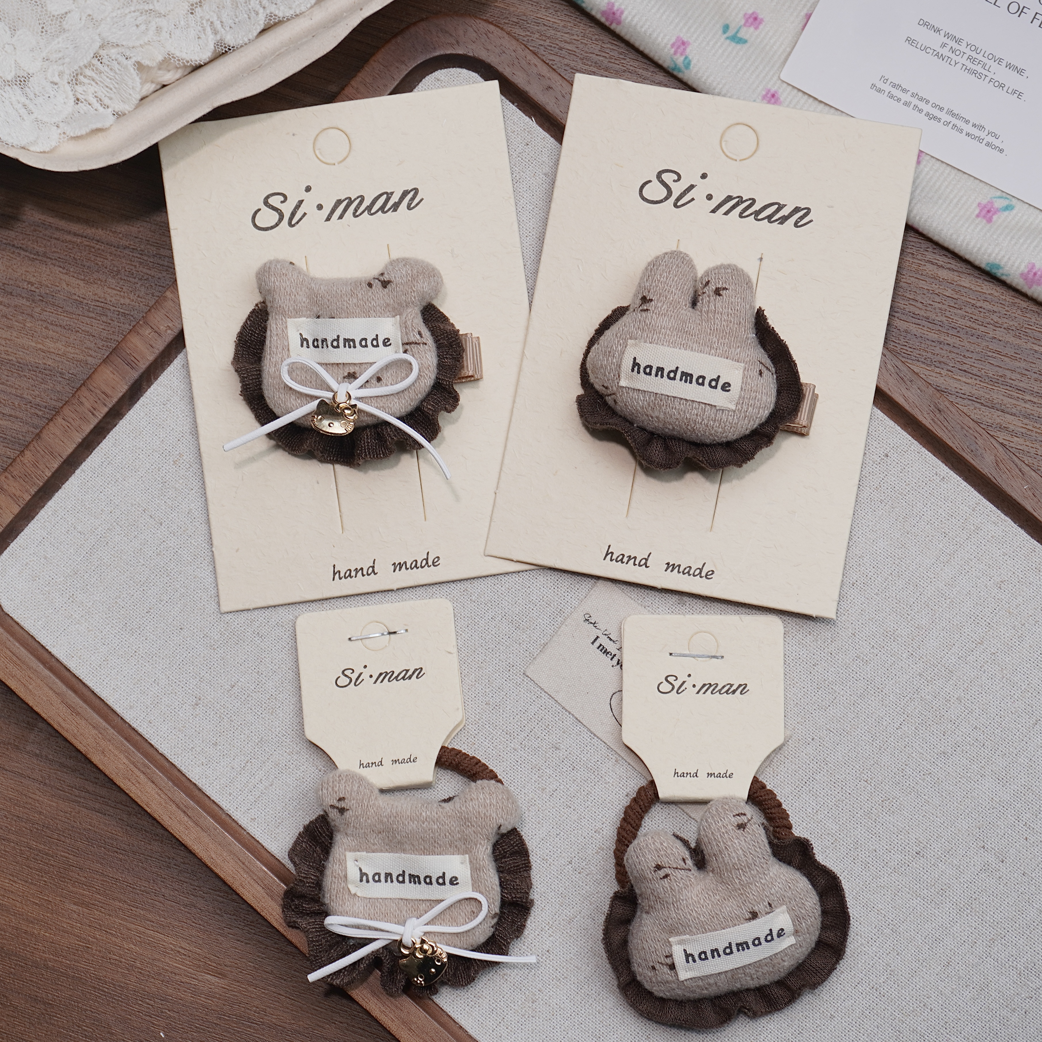 满9.9飞 秋冬可爱小熊兔子儿童全包压夹侧边刘海夹女孩高马尾发绳