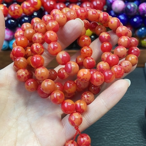 玛瑙未镶嵌手饰红花血龙蛋108