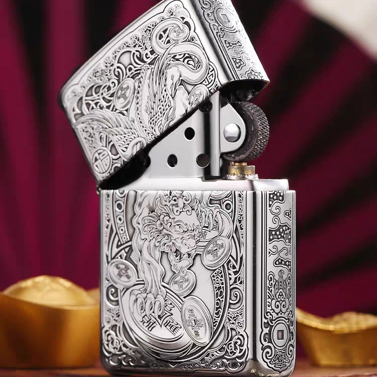 【CC】Zippo打火机纯银九钱貔貅常规