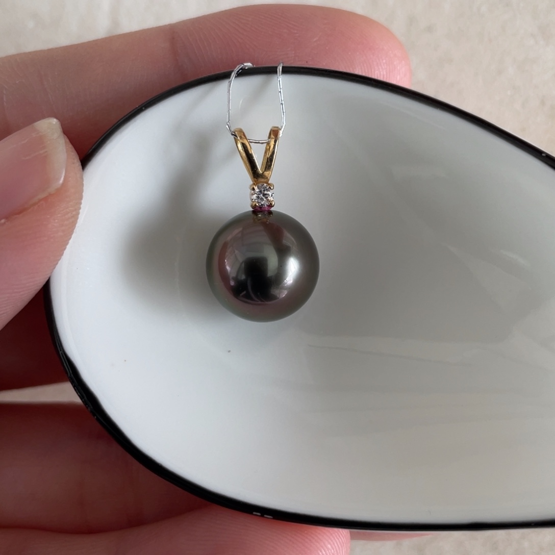 海水珍珠颈饰18K金镶嵌11-12mm