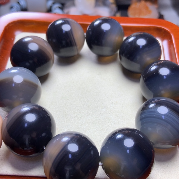 玛瑙/玉髓手串未镶嵌冻肉天地珠大珠串