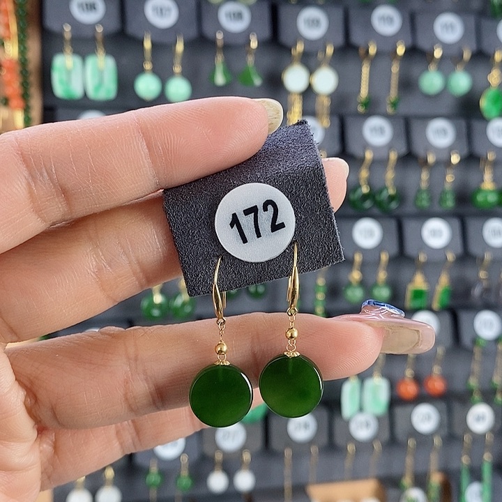 和田玉耳饰18K金镶嵌