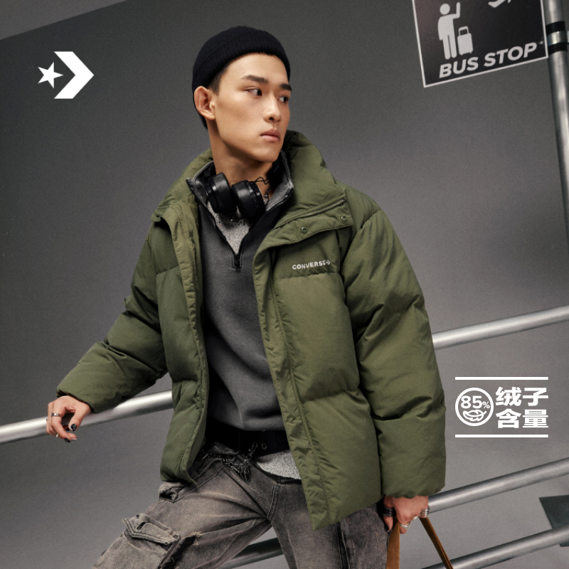 匡威冬新款男立领轻便鸭绒温暖过冬羽绒服CONVERSE 10026918