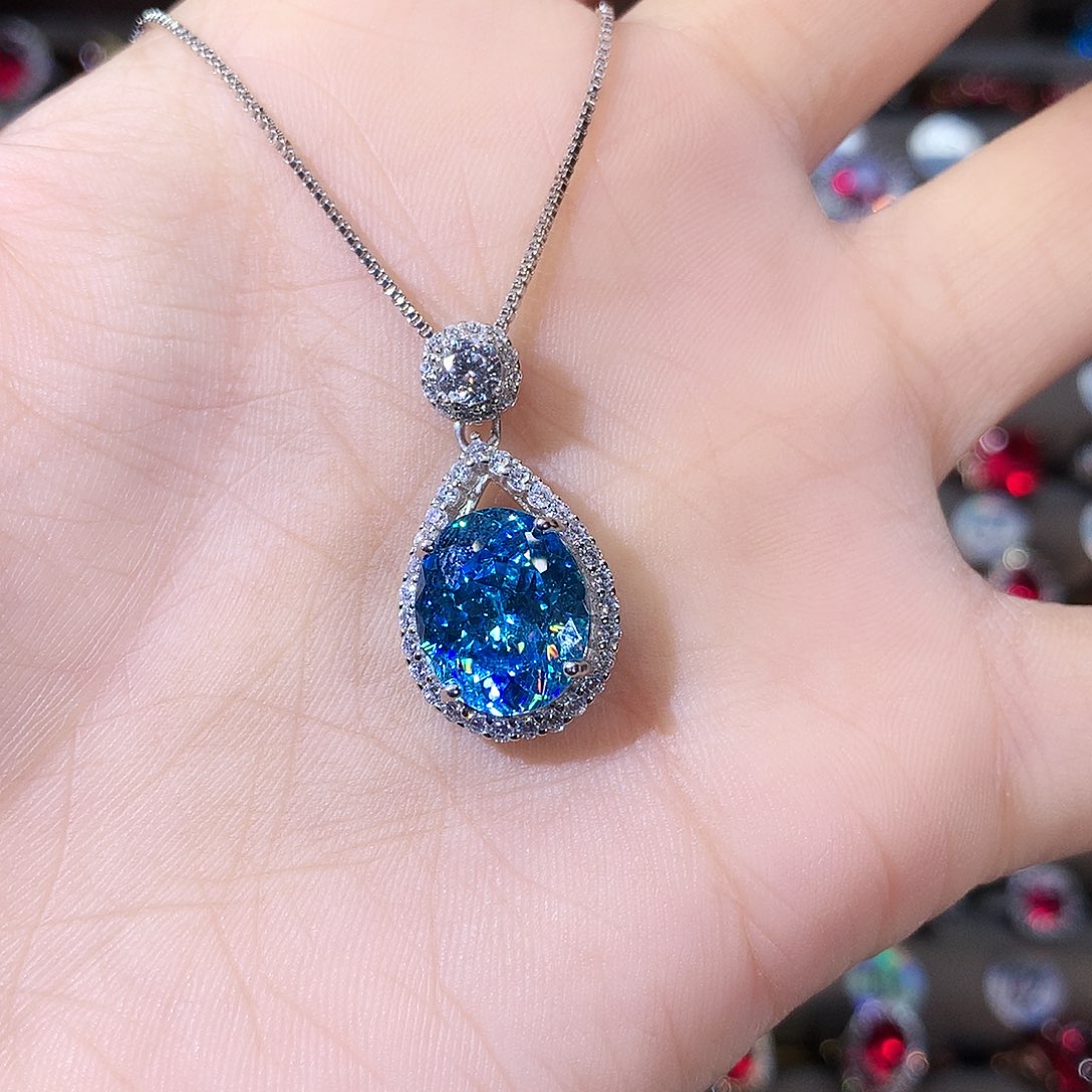 无吊坠925银海蓝色吊坠鸟巢切