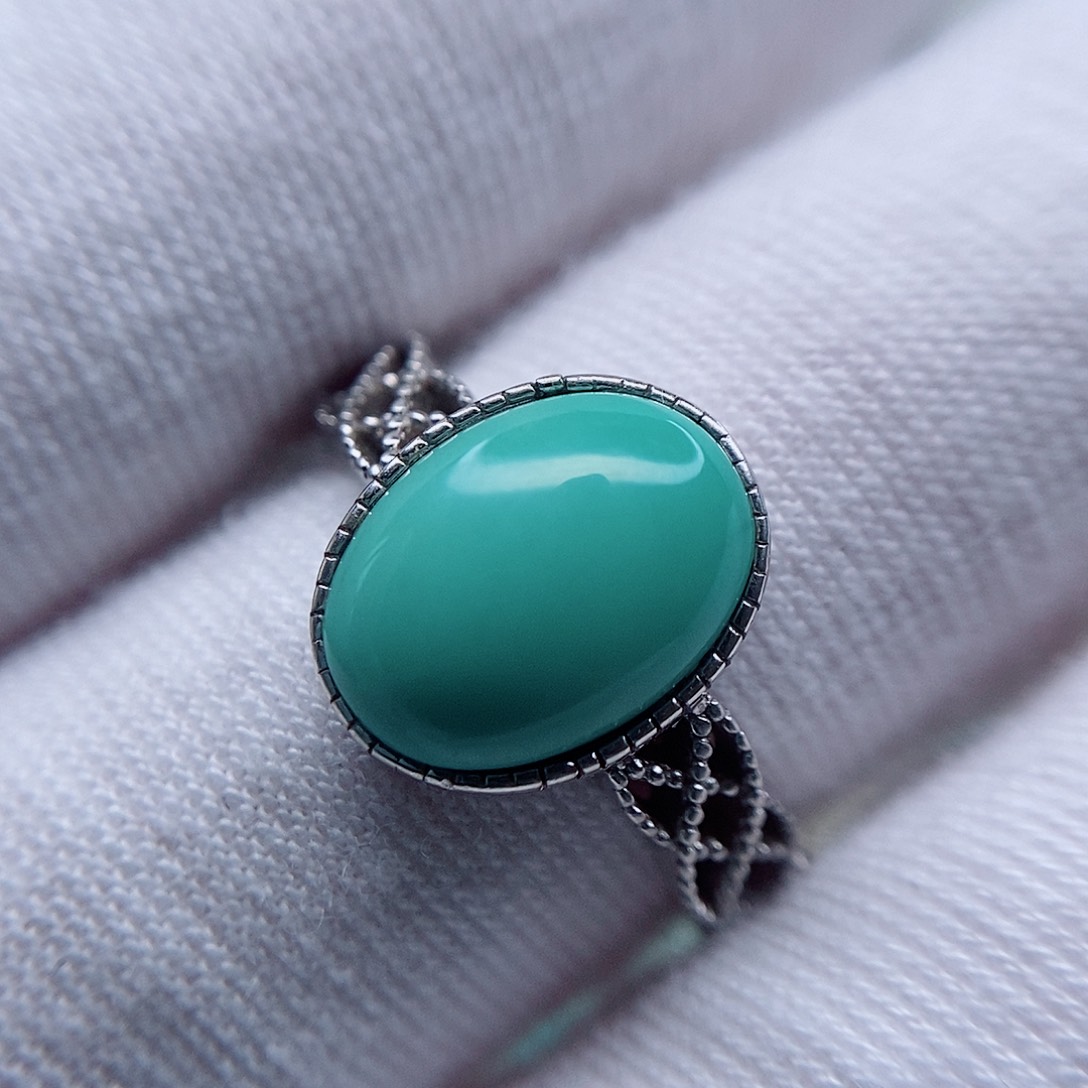 绿松石戒指银S925镶嵌