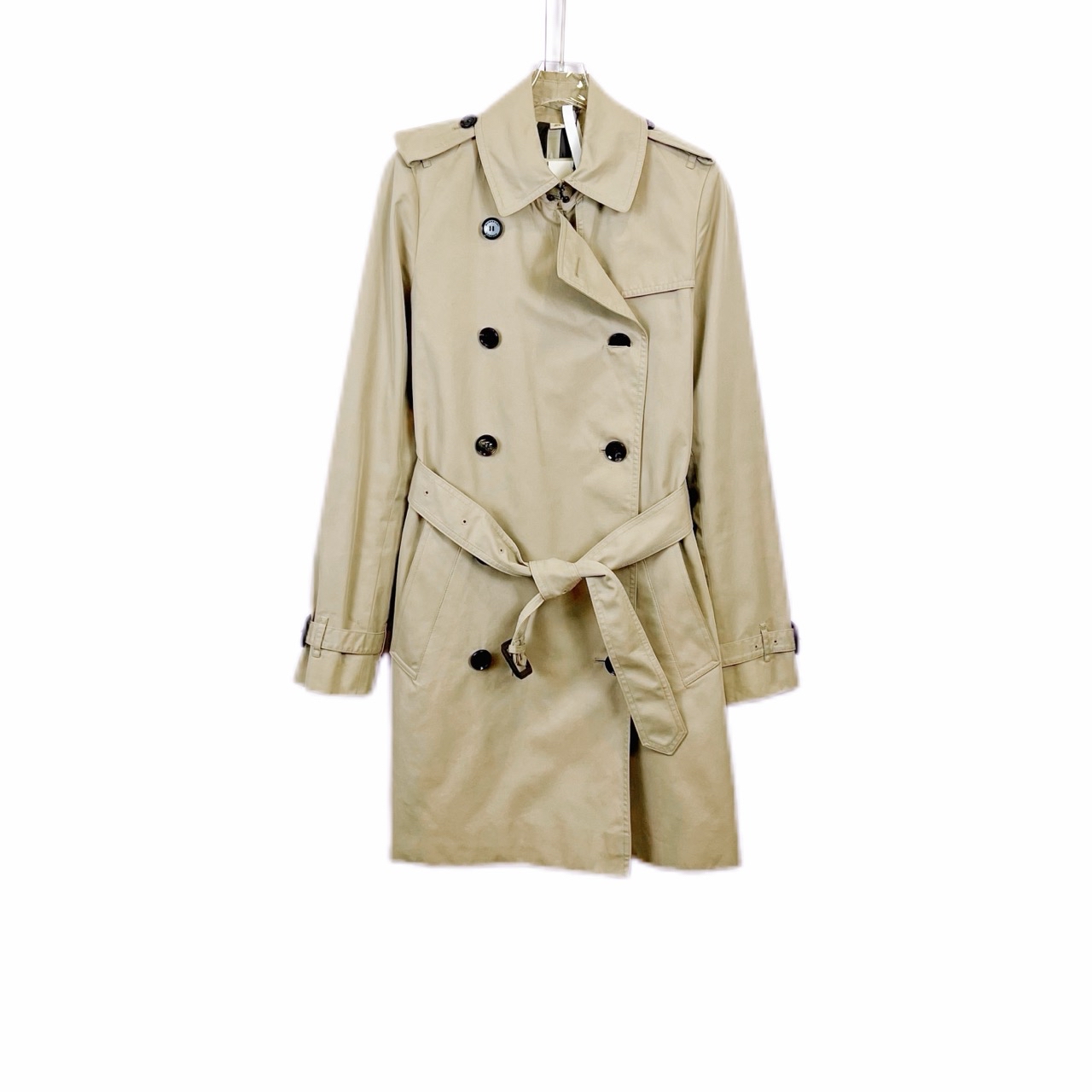 99新 BURBERRY/博柏利 011305 纯色单排扣长袖风衣外套 38码