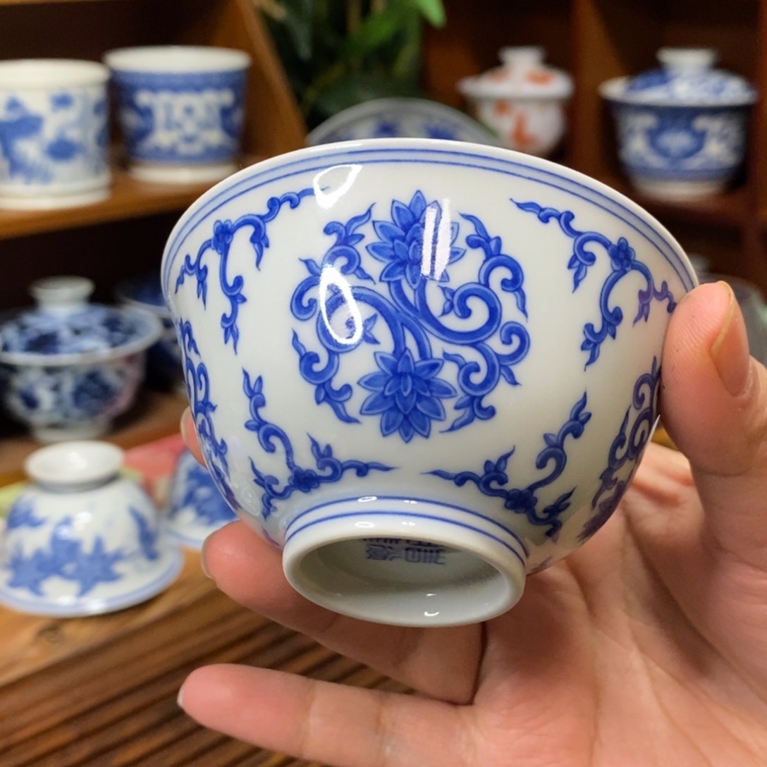 青炎亚飞团花杯好看