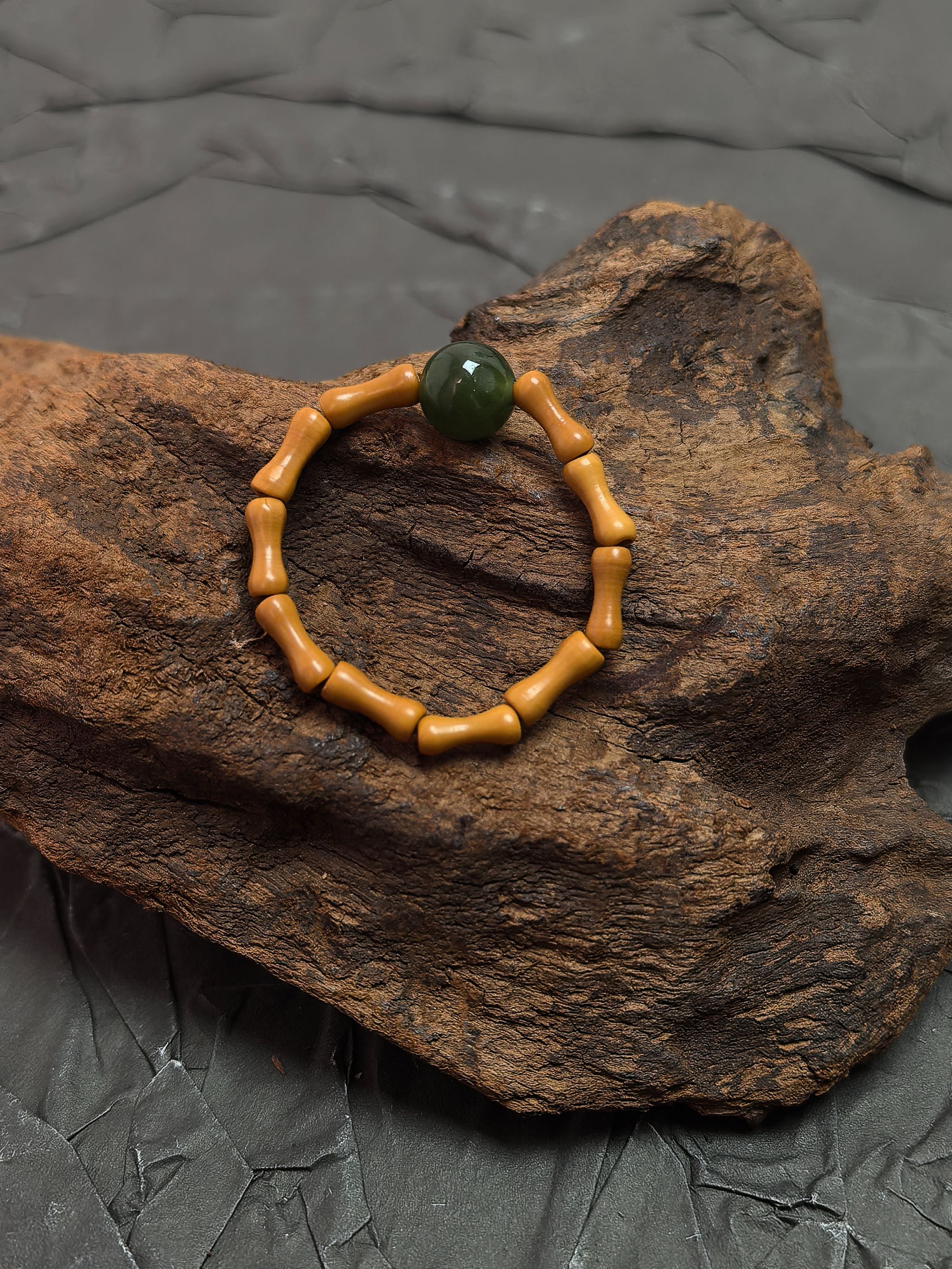 【此诺.节节高】橄榄核转运竹节  节节高小众设计戒指