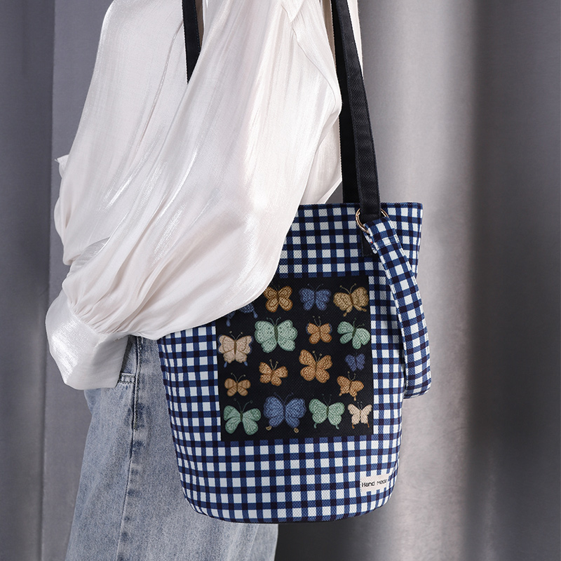  花与萌宝设计师原创 托特包手提斜挎水桶包单肩包休闲通勤布包