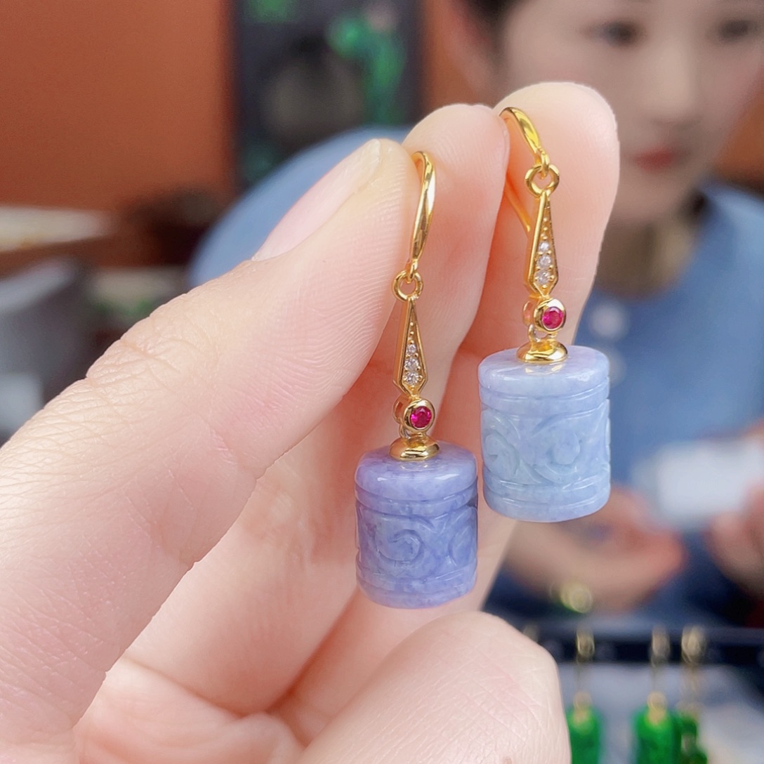 翡翠银S925镶嵌耳饰