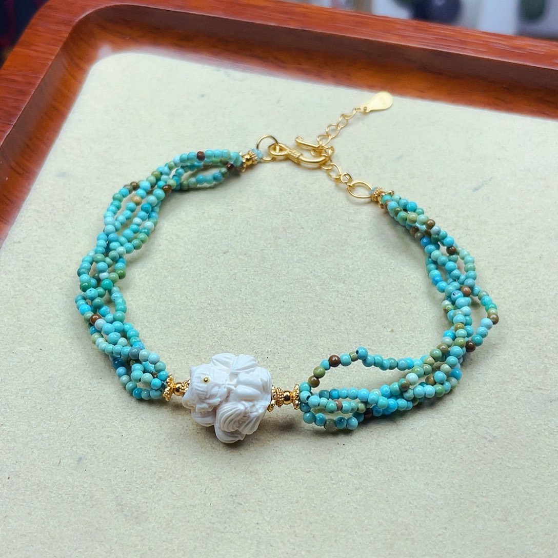 绿松石手链银S925镶嵌订制