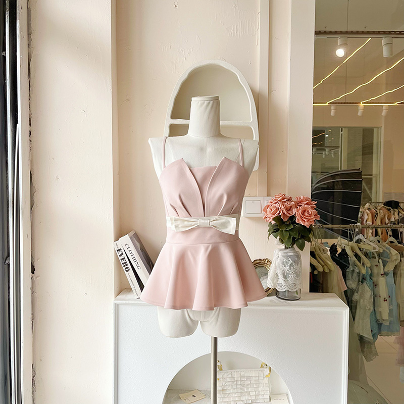 LHTE青青大码女装 夏款法式设计感显瘦甜美吊带上衣C7934粉色