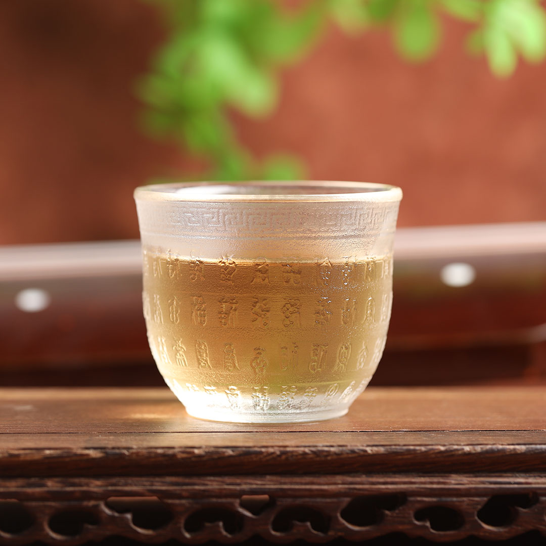 东海原矿熔炼工艺水晶杯手工磨砂茶杯 百福杯品茗杯 高档茶具送礼