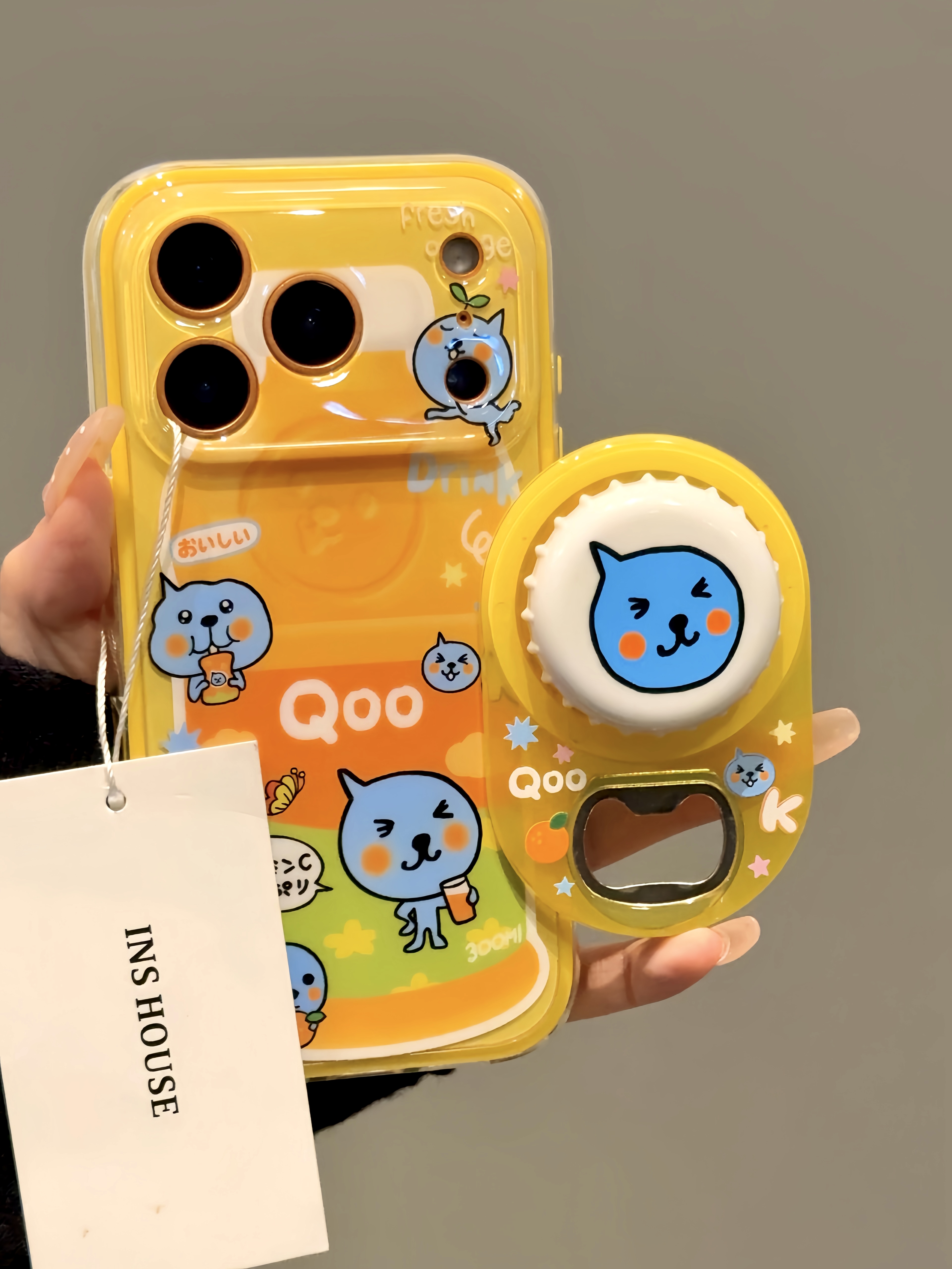 韩系ins可爱橙汁酷儿开瓶器适用iphone17proma苹果15手机保护壳14