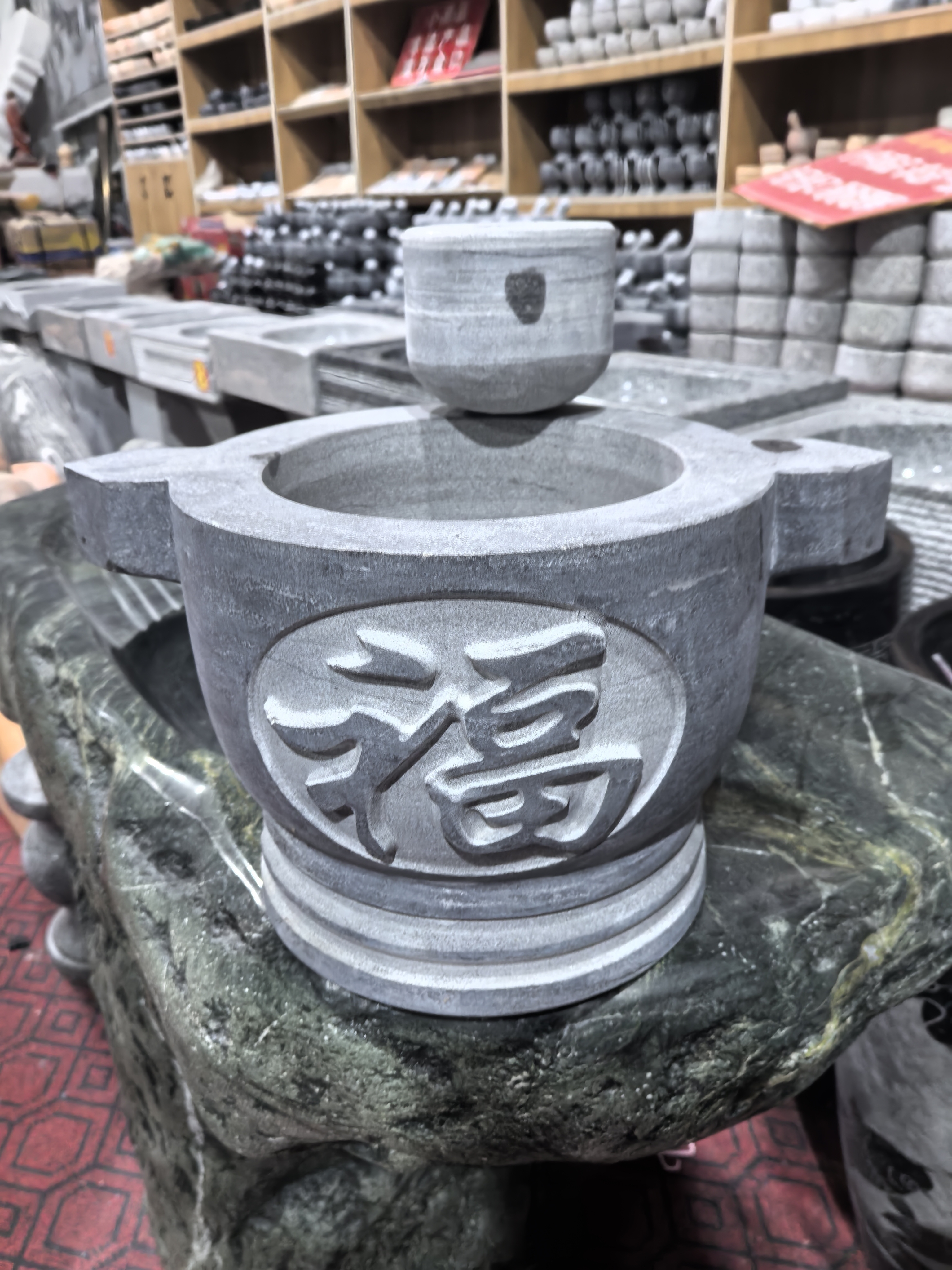 手动青石蒜臼子捣蒜器家用研磨擂钵老式捣辣椒打糍粑石臼创意