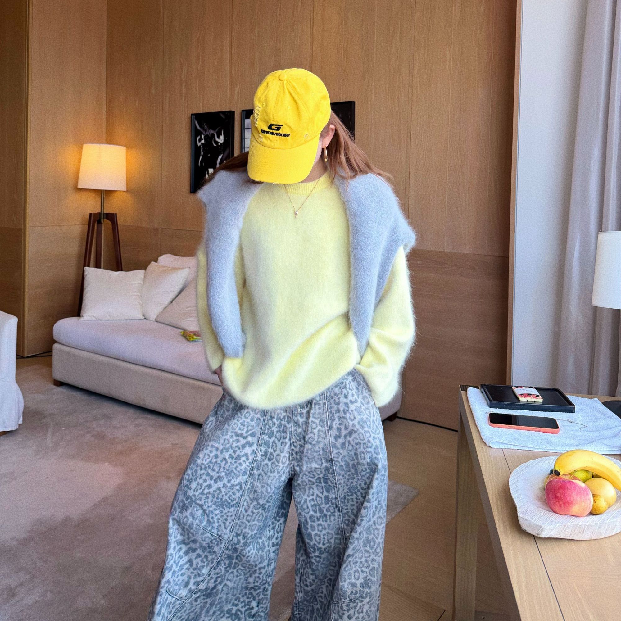 婉君T【软呼呼-兔毛or羊毛】秋季慵懒风宽松针织衫毛衣LWJ25C3M2802
