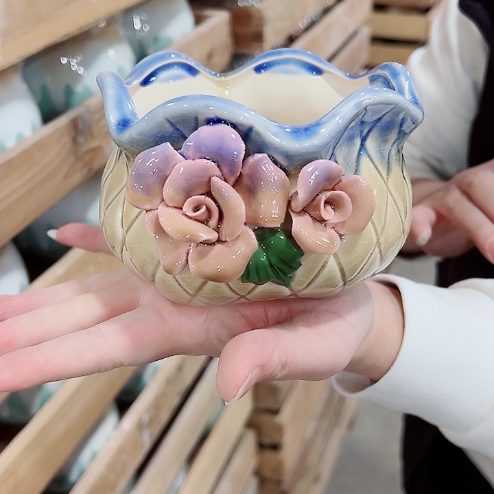 有孔，凑单福利满10元发货陶瓷多肉花盆！