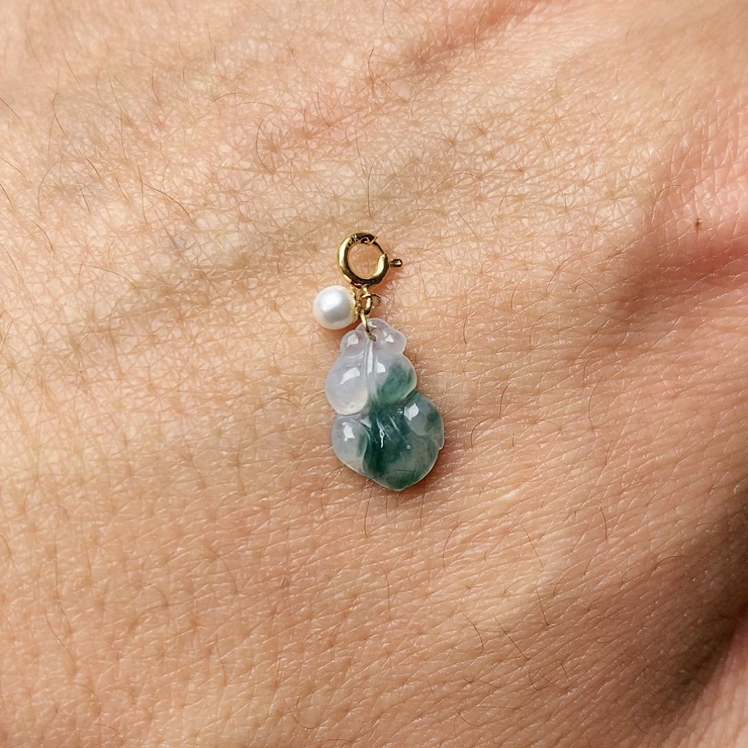 翡翠颈饰18K金镶嵌金鱼