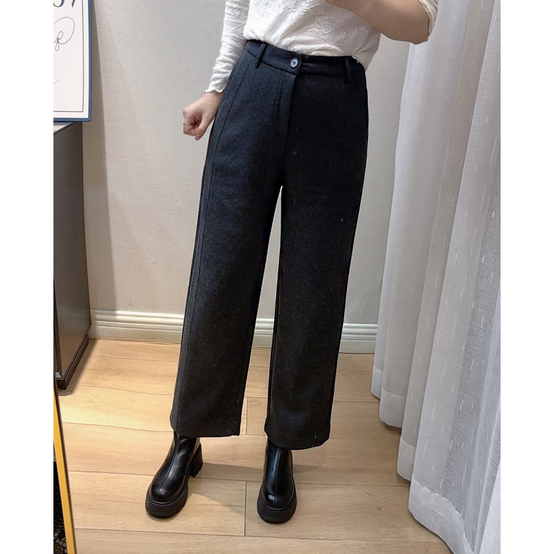 厚实毛呢面料女裤25268