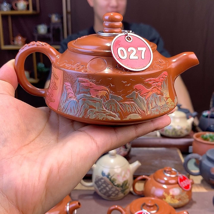 壶云南建水紫陶彩填壶微瑕027