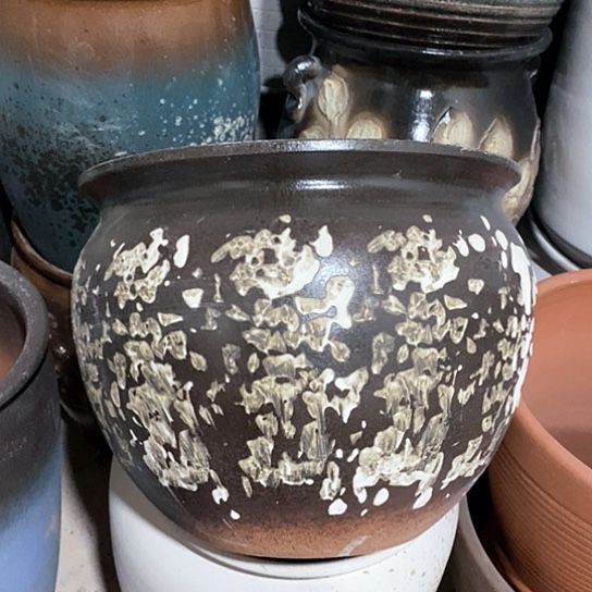 紫砂花盆口30高度24黑