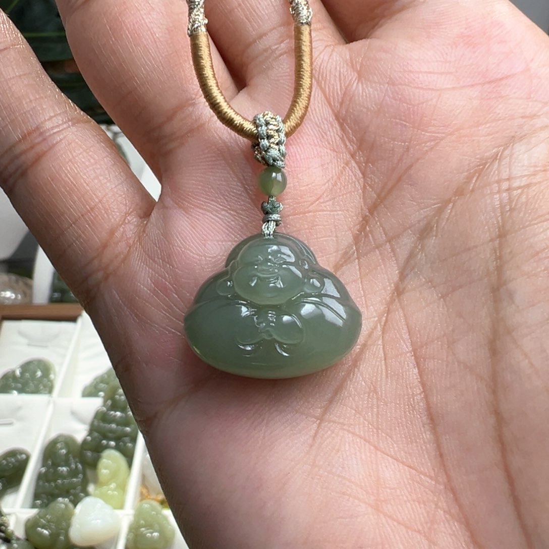 和田玉吊坠(不含链)未镶嵌23mm抱抱佛特价