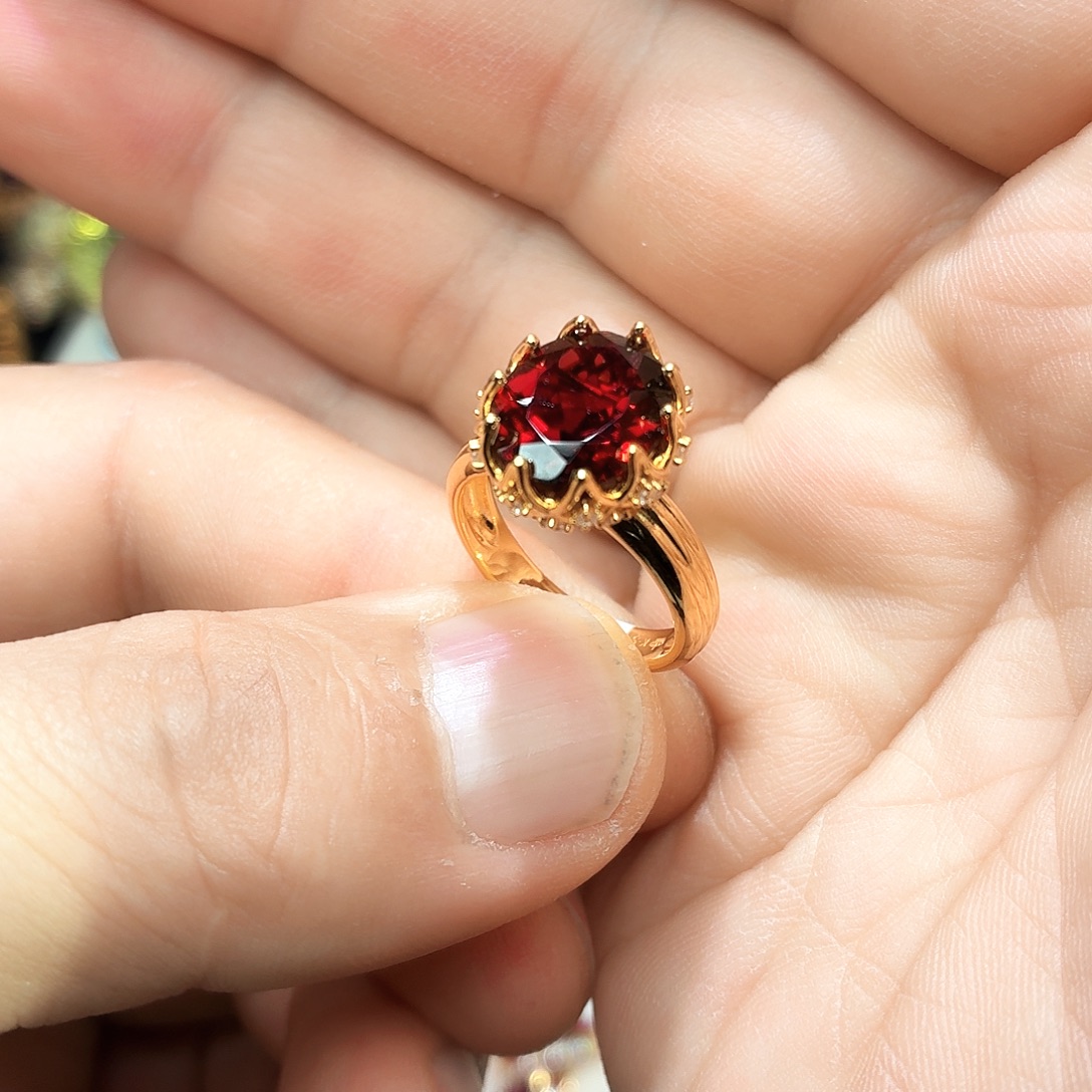 戒指银S925镶嵌石榴石