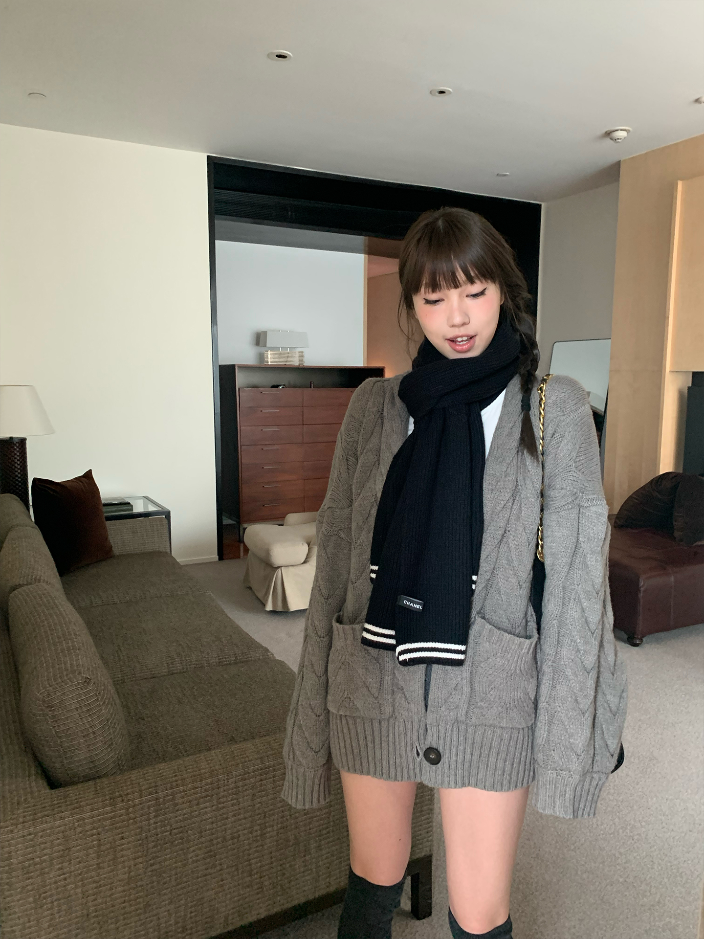 IceFront 麻花辫针织开衫外套女休闲百搭韩版秋冬网红时尚气质