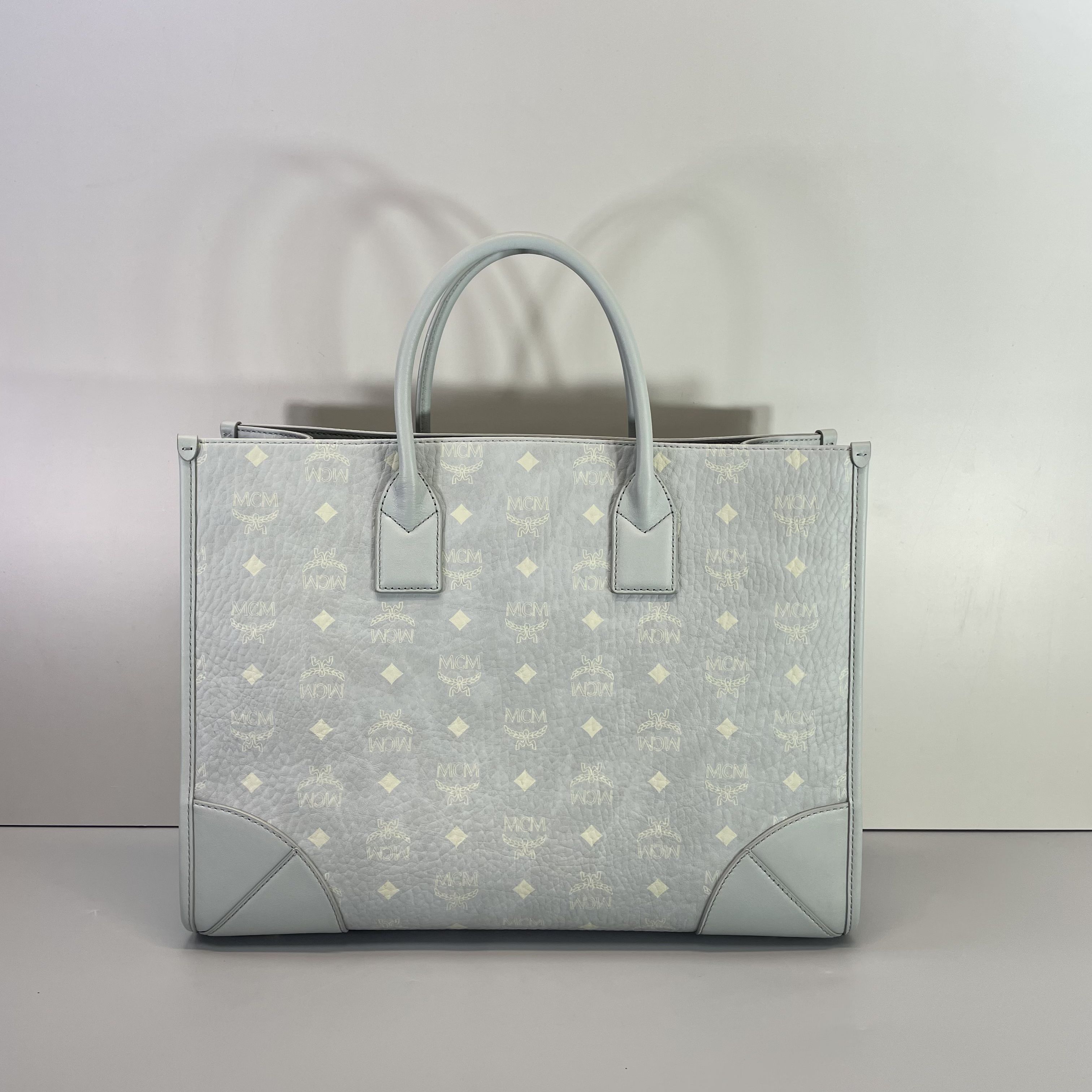 95新 MCM 媚姐/mcm蓝色大号方托手提包38x28x16cmG022601